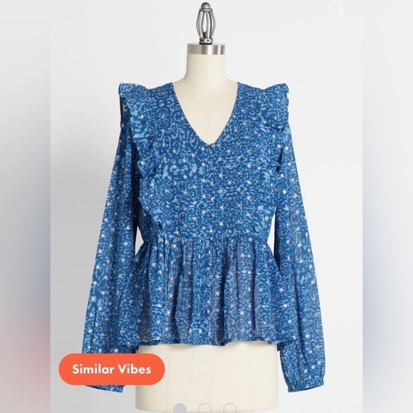 ModCloth Moon Orchid Twirl About a Tidal Wave Top Blue Size Large NWT - Picture 1 of 8
